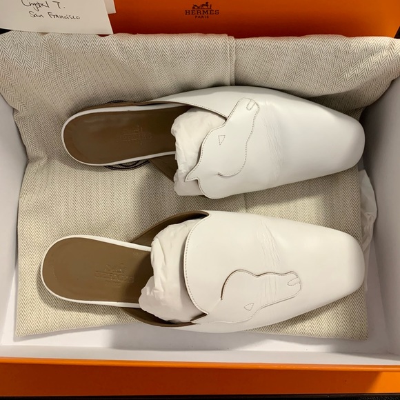 Hermes Tangeria Mules White Sz 36 - Picture 3 of 5